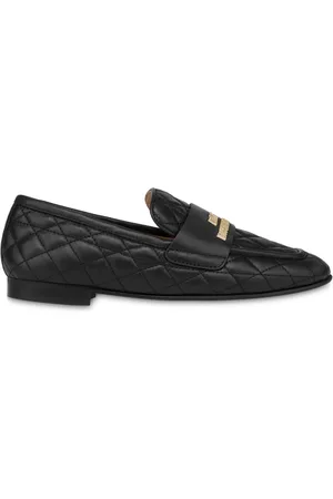 Moschino Logo-lettering quilted leather loafers
