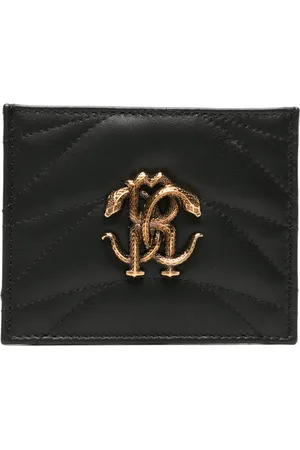 Roberto Cavalli Monogram-plaque quilted cardholder