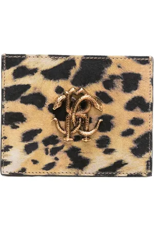 Roberto Cavalli Jaguar Skin-print suede cardholder