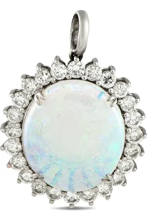 LB Exclusive 18K white gold diamond and opal pendant
