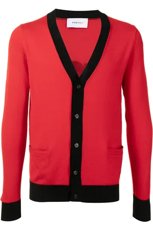 Ports V Slogan-print knitted cardigan