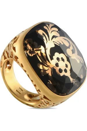 Pomellato 18K yellow Victoria jet and rock crystal ring