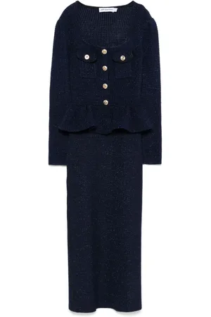Self-Portrait Knit peplum midi dress
