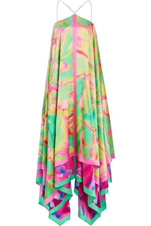 Retrofete Sangria silk asymmetrical long dress