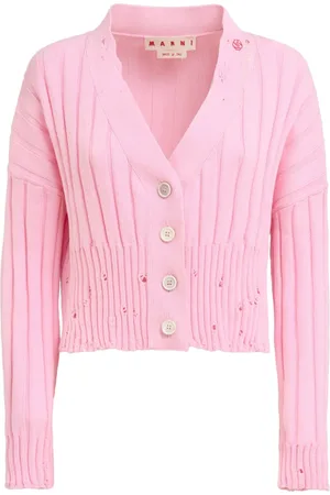 Marni Distressed cropped cotton cardigan