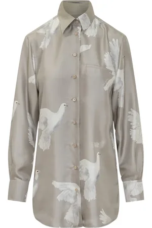 Stella McCartney Pigeon print silk shirt