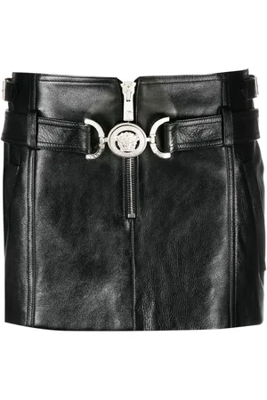 VERSACE Medusa leather mini skirt