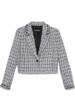 Karl Lagerfeld Faux pearl-embellished boucl?? jacket