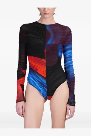 MUGLER Ruched long-sleeve bodysuit