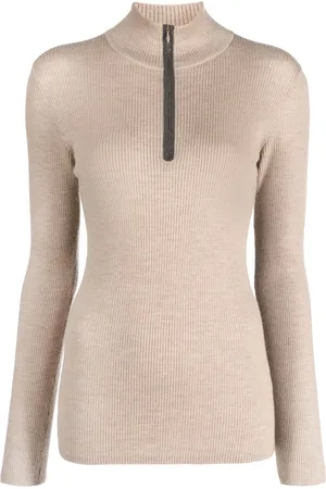 Brunello Cucinelli Ribbed-knit zip-up jumper