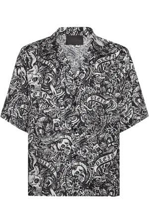 Philipp Plein Tattoo short-sleeve silk shirt