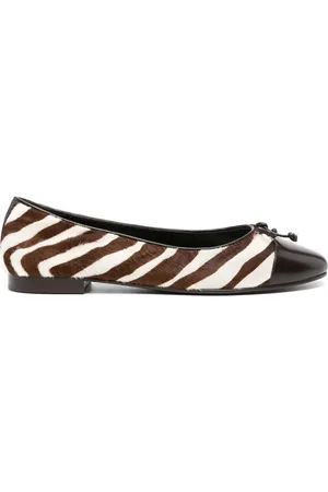 Tory Burch Zebra-pattern leather ballerina shoes