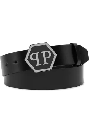 Philipp Plein Hexagon-logo leather belt