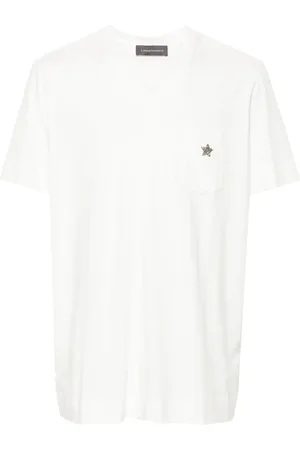 LORENA ANTONIAZZI Star-patch V-neck T-shirt