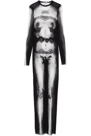 Jean Paul Gaultier Body-print maxi dress