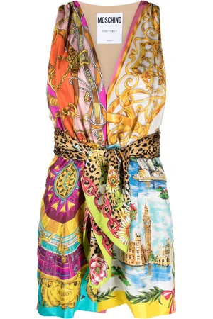 Moschino Sash-detail mix-print playsuit