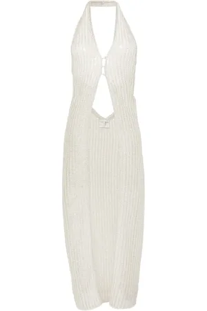 FORTE FORTE Halterneck pointelle-knit maxi top