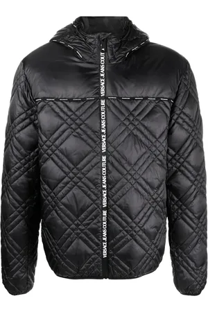 VERSACE Logo-strap quilted coat