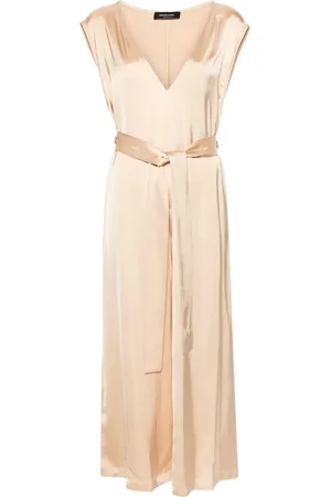 Fabiana Filippi V-neck satin-finish belted dress
