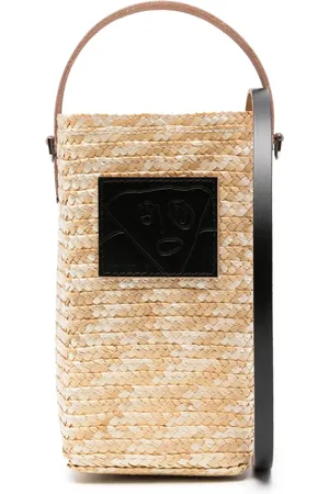 Plan C Pili and Bianca straw bucket bag