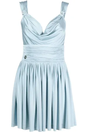 Philipp Plein Draped-neck pleated mini dress