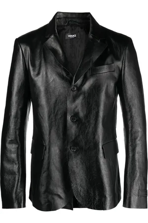 VERSACE Single-breasted leather blazer