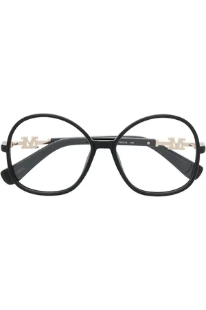 Max Mara Logo-lettering round-framed glasses