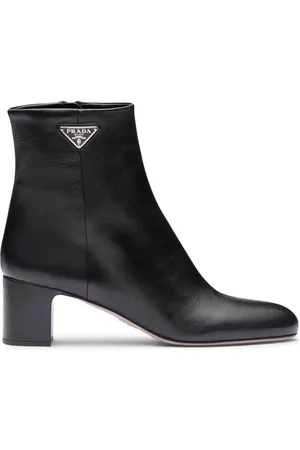 Prada Logo-plaque leather ankle boots