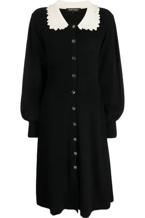 tout a coup Ruffle-collar puff-sleeve midi dress