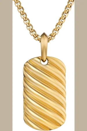 David Yurman 18kt yellow Sculpted Cable Tag necklace charm