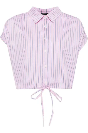 tout a coup Striped cap-sleeves cropped shirt