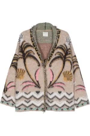 FORTE FORTE Abstract-motif brushed cardi-coat