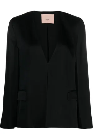 Twin-Set Side-slit logo-engraved blazer