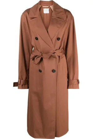 FORTE FORTE Double-breasted belted cotton trench coat