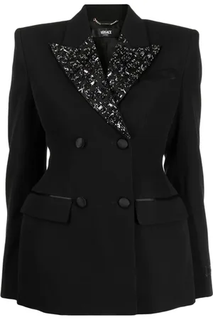 VERSACE Crystal-embellished wool blazer
