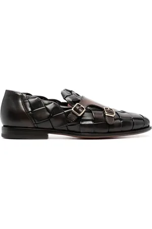 santoni Double-monk strap woven shoes