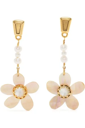Brinker & Eliza Floral-detail pearl drop earring