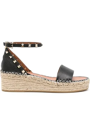 VALENTINO GARAVANI Rockstud 55mm flatform espadrilles