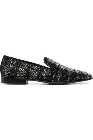 Roberto Cavalli Crystal-embellished leather loafers