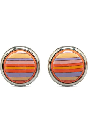 Hermès 20th Century Enamel Stripe Cloisonne Clip On Earrings costume earrings