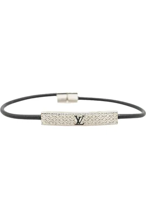 LOUIS VUITTON 2023 Palladium Plated and Leather Champs Elysees Bracelet costume bracelet