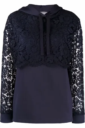 VALENTINO GARAVANI Lace-panel long-sleeve hoodie