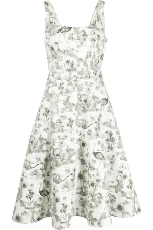 Marchesa Notte Elowen graphic-print A-line dress