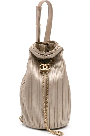 CHANEL 2017-2018 Small Metallic Calfskin Coco Pleats Drawstring backpack