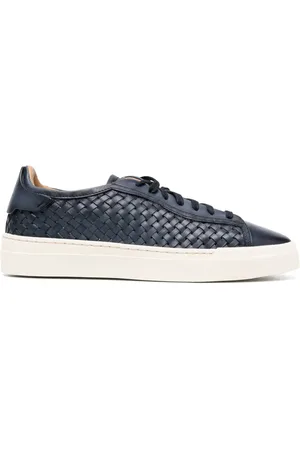 santoni Interwoven low-top leather sneakers