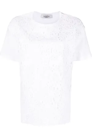 VALENTINO GARAVANI Logo print lace-panel T-shirt