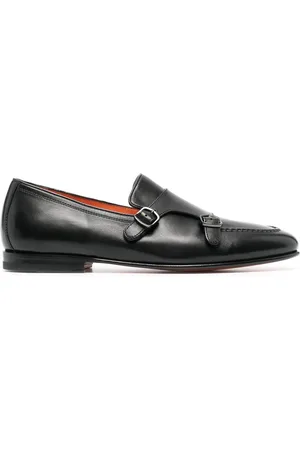 santoni Double-buckle leather shoes