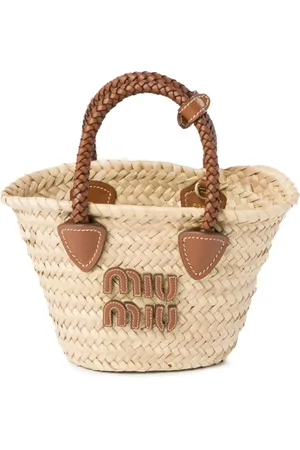 Miu Miu Logo-appliqu?? woven tote bag
