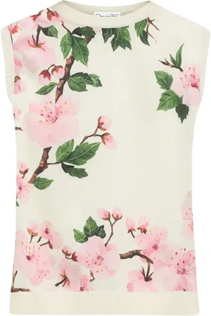 Oscar de la Renta Printed silk tank top