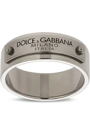 Dolce & Gabbana Engraved-logo plaque band ring